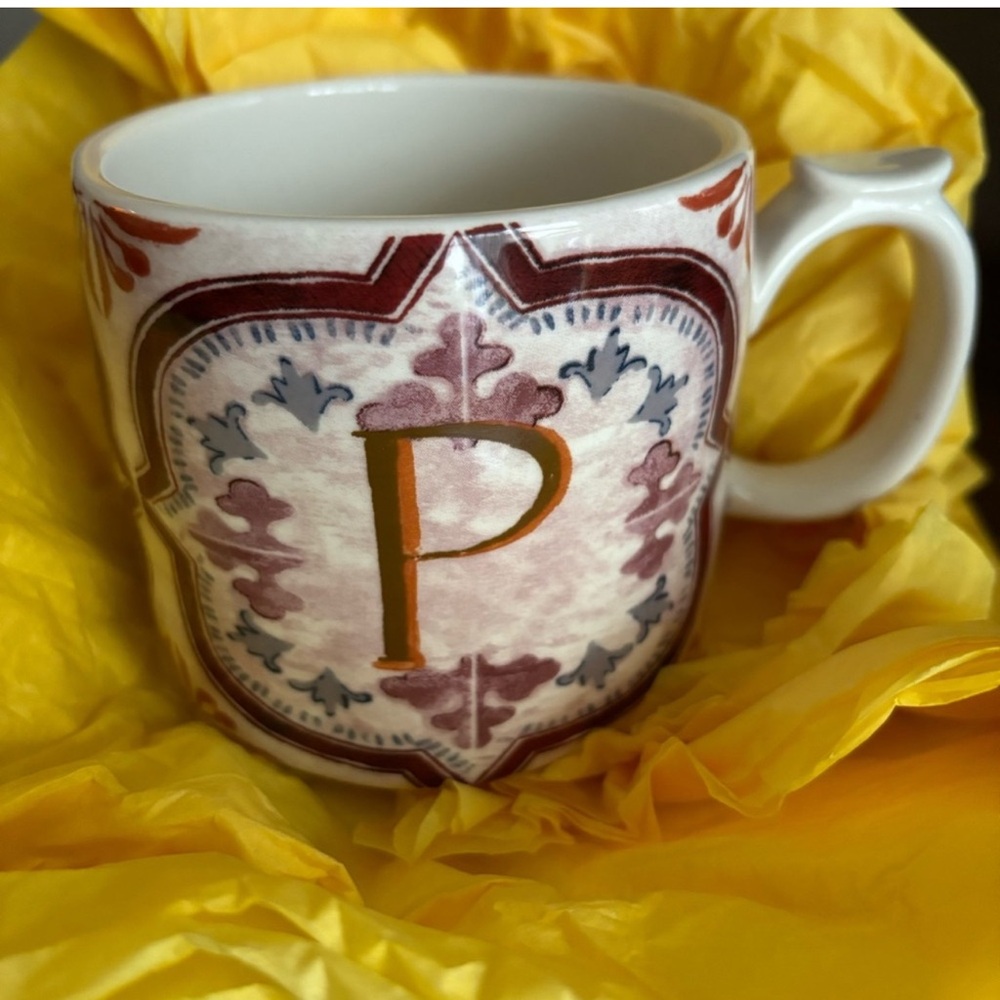 NWT Anthropologie “P” Monogrammed Mug